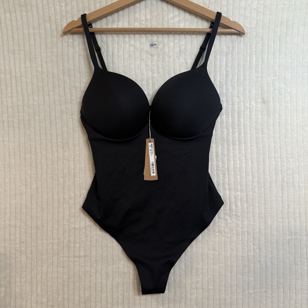 SKIMS Black Sculpting Thong Bodysuit